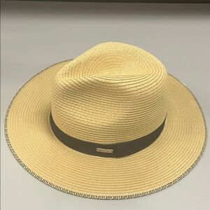 Coal Elegant Wimbledon Tan Wide-Brim Hat NWT